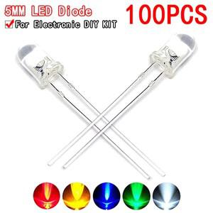 투명 원형 LED 전구 발광 다이오드, 5mm 슈퍼 브라이트, 물 투명, 녹색, 빨간색, 흰색, 노란색, 파란색,