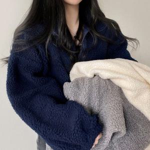 [오노마] ONM 여성 파이톤 양털 귀여운 뽀글이  크롭 집업  27758543)