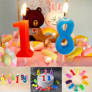 숫자 촛불 생일파티 케이크 나이 넘버 기념일 100일 데코 토퍼 파스텔 (2개)