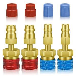 R1234YF 어댑터, 대 R134A 퀵 커플러, 1234yf 134a 고저면 커넥터 변환 키트 AC 충전(R1234yf 냉매 에어컨 시스템 호스 피팅용) (4 PCS)