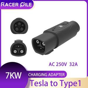 Tesla 호환 to Type1 EV 충전기 AC 어댑터 250V 7KW 32A J1772 모델 호환 용 여성-남성 변환기