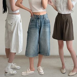 [S~3XL] 여름 여성 반바지/버뮤다팬츠 청/면/5부/6부/7부/스판/빅사이즈/키작녀/키큰녀/데님/와이드/정장/트레이닝