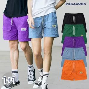 [파라고나] 2장세트 남여공용 캘리포니아 패치 나일론 숏 카고 밴딩 팬츠 5color U25SP201