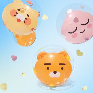 ka 카카오프렌즈 컨페티 비치볼 40cm 카카오비치볼 수영장필수템 3D형태구현 이중구조 PVC하트모양