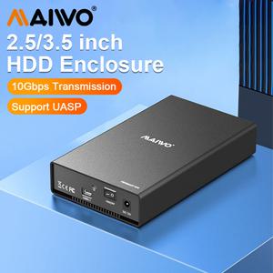 MAIWO C타입 외장 HDD 케이스 2.5 3.5 인치 SSD 하드 드라이브 박스 인클로저 최대 18TB SATA-USB 3.0 하드