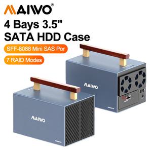 MAIWO 4 베이 알루미늄 미니 SAS to 3.5 인치 SATA HDD 인클로저 RAID 하드디스크 캐비닛 외장 C 타입 디스