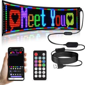 LED 전광판 56x16cm 미니 옥외 광고판 간판 차량용 블루투스 어플전송 영업중 디스플레이