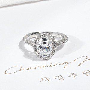 [샤밍주얼리]2캐럿 오벌 컷 다이아 반지 IGI 랩 그로운 러빙미 웨딩 밴드 결혼 기념일 프로포즈