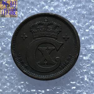 덴마크 1916년 1유로 작은 구리 동전 외국 컬렉션