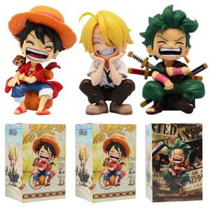 13cm 애니메이션 피규어 원피스 원숭이 D 루피 Roronoa Zoro Kawaii 장난감 Q Figural 넨 드로이드 자동차 장식 PVC 모델 선물