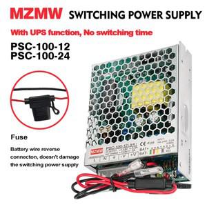 MZMW UPS 기능 스위칭 전원 공급 장치, 배터리 충전기 전원, Puse SMPS PSC-100-12 포함, 12V 24V AC-DC 13