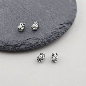 비즈팡 [SVP-06-47]순은펜던트 실버925 엔틱꼬불원통 6mm (내경2.8mm) 염주팔찌재료