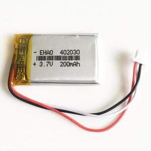 3.7V 200mAh 402030 Lipo 폴리머 배터리 충전식 JST 1.0mm 3핀 플매트 카펫 러그 맞춤형 CE FCC ROHS MSDS