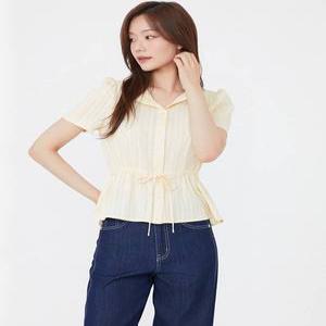 [플라스틱아일랜드]허리스트링 앞오픈블라우스 PR2WB164