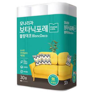 모나리자 보타닉포레 블랑데코 25M 30롤 1개 천연펄프 100% 먼지 없는 화장지