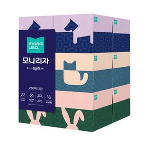 미니플러스 250매 12입 1개 피부저자극 각티슈 모나리자 미용티슈 천연펄프
