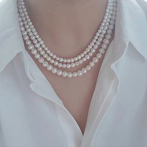실버925 고퀄 천연 담수진주 은목걸이 3size