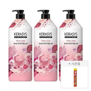 케라시스 퍼퓸 화이트 데이지 샴푸 1L, 3개 + 증정(2080 토탈케어 칫솔, 일반모, 1개)