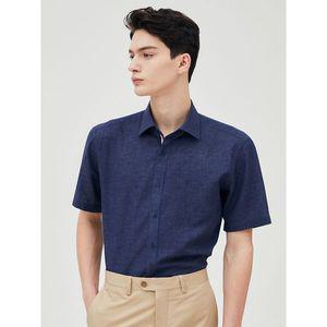 [하프클럽/듀퐁셔츠]린넨 트리콜로르 955 컴포터블 반팔 셔츠 네이비 SE5MM22HS955SNY
