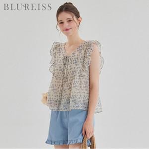 [블루레이스] 플라워 쉬폰 프릴 블라우스_B5M1BL5851