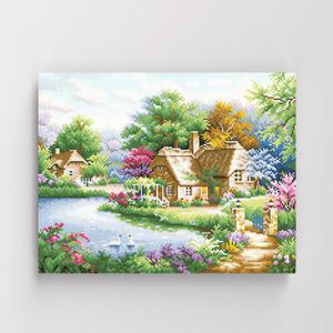 아트박스/아이러브페인팅 DIY캔버스형 보석십자수 40x50cm 아늑한오두막