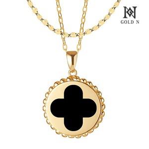 14K 엠보 클로랑 천연오닉스 두줄체인 목걸이 11mm