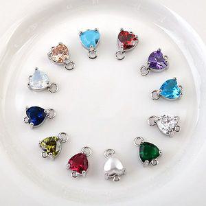 비즈아이 [7327-01]탄생석펜던트 큐빅탄생석하트 6.5x8mm OR ,1개