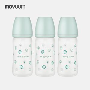 [모윰] 실리콘 코팅 노꼭지 유리 젖병 240ml 트리플팩 - 해피모어 에디션