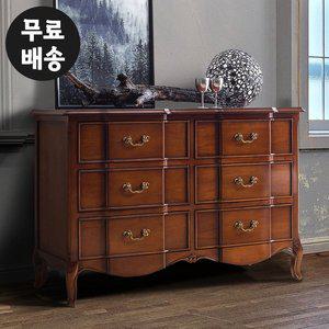 [벤티스가구]메이 마호가니 원목 3단 서랍장 엔틱 와이드 수납장 체스트 화장대 빈티지 속깊은