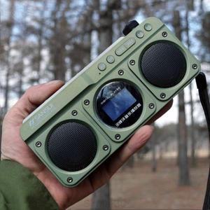 SANSUI F28 휴대용 FM 라디오 MP3 워크맨 야외 카드 무선 블루투스 스피커, 하이파이 음질 LED 시계 가사