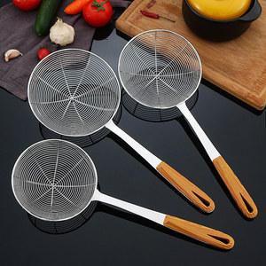 모조 나무 손잡이가 있는 대형 스테인레스 스틸 소쿠리, 국수 파스타 여과기, 오일 포트, 음식 필터 배수기, 주방 도구