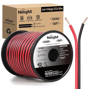Nilight 100FT 12AWG 구리 클래드 알루미늄 와이어 12 /2 게이지 레드 블랙 CCA 전기 케이블 2 도체 병렬 12V /24V 차량 오디오 라디오 스피커 증폭기용 DC 유연 확장 코드