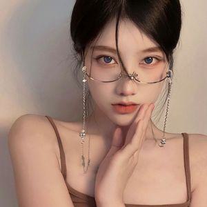 집사 안경 렌즈 없는 반테 프레임 안경줄 체인 태슬 스트랩