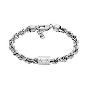 Armani Exchange 남성용 실버 스테인리스 스틸 체인 팔찌 (모델: AXG0123040), 스테인리스 스틸, 보석 없음