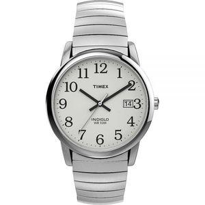 Timex 이지 리더 남성용 손목시계 35mm 실버톤 스테인레스 스틸 확장 밴드 (T2H451)