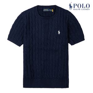 [POLO RALPH LAUREN] 폴로 랄프로렌 여성 케이블 숏 슬리브 크루넥 니트 네이비