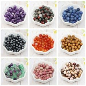 천연 원석 비즈 라운드 루즈 마노 쿼츠 아마조나이트 크리스탈 스톤 주얼리 제작 DIY 팔찌 4mm 6mm 8mm 10mm