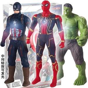 2024 마블 스파이더 맨 헐크 아이언 애니메이션 액션 피규어 장난감 크리스마스 선물 Pvc 이동식 관절 빛나는 인형 컬렉션 모델