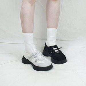 모이 국산 독일군 밴딩 메리제인 찍찍이 통굽 키높이 로퍼 6cm
