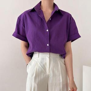 여자 바이오 린넨남방 SS 데일리 진보라 셔츠