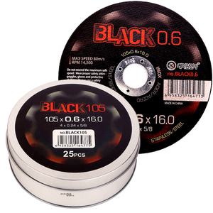 25장 케이원 스텐 절단석 BLACK0.6 4인치 105mm / 원형톱날 그라인더날 절단날