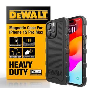 DEWALT 아이폰 15 프로 맥스용 튼튼한 마그네틱 케이스, MagSafe에 적합, 낙하 방지, 충격 보호 백 커버,