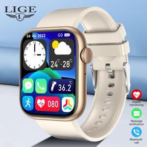 LIGE  여성 스마트 시계 1.85 풀 터치 블루투스 통화 손목 체온 스포츠 팔찌 남자 Smartwatch
