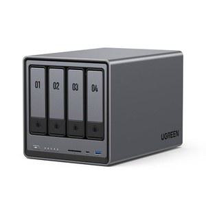 UGREEN NASync DXP4800 4베이 데스크톱 NAS 인텔 N100 쿼드코어 CPU 8GB DDR5 RAM 32G eMMC 2 * 2.5GbE M.2 NVMe 슬롯 4K HDMI 네트워크 연결 스토리지(디스크리