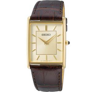 밴드[병행 수입품] SEIKO SWR064 [세이코] 손목시계 맨즈 스퀘어 디자인 쿼츠 샴페인 골드 다이얼×브라운