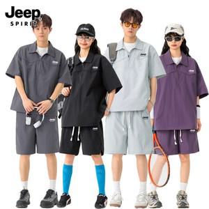 지프 JEEP SPIRIT 정품 남녀공용 아노락 상하의세트 UV차단 속건 쿨링세트 바람막이 등산 캠핑 JP7038