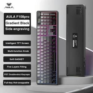 키보드 AULA 아우라 F108PRO 게임용 기계식 풀 백라이트 핫 스왑 무선 블루투스 Hifi 스위치