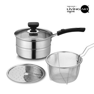 리빙아트 제로 스텐 국수냄비 16cm 찜판 국수망 포함
