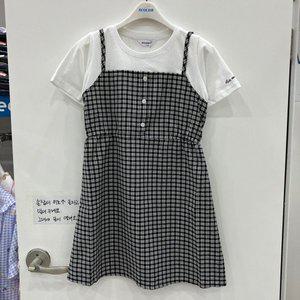 [에꼴리에]쿨 체크 레이어드 원피스 23B1857 BK