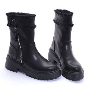 갤러리아 세라 여성 소가죽 방한 기모 퍼 앵글 부츠 워커 S22A704 블랙 5.5CM